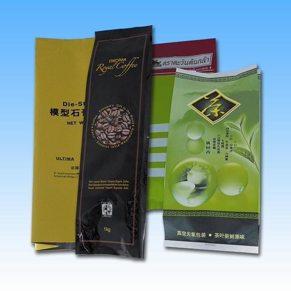 एल्युमिनियम फॉयल साइड गुस्सेट क्वाड सील पैकेजिंग, कॉफ़ी / चाय पचैकिंग बैग