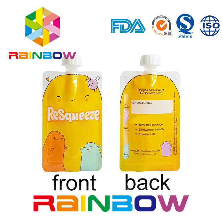 स्मूथी 4 ऑउंस फ़ूड ग्रेड प्लास्टिक पाउच पैकेजिंग, बेबी फ़ूड पाउच