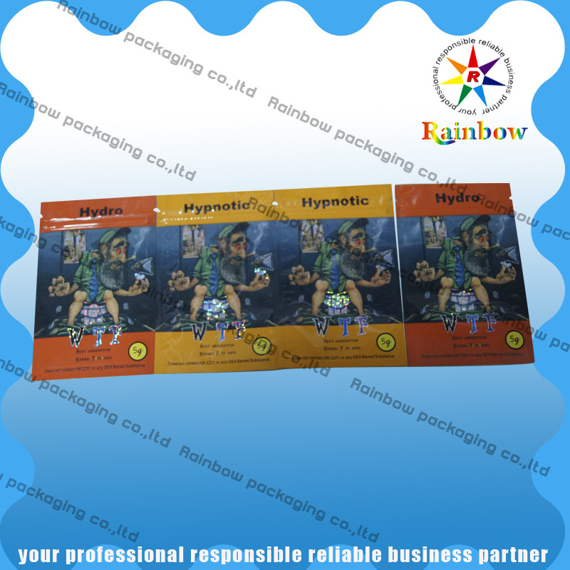 रंगीन प्लास्टिक पाउच पैकेजिंग, जिपलॉक के साथ हर्बल धूप बैग