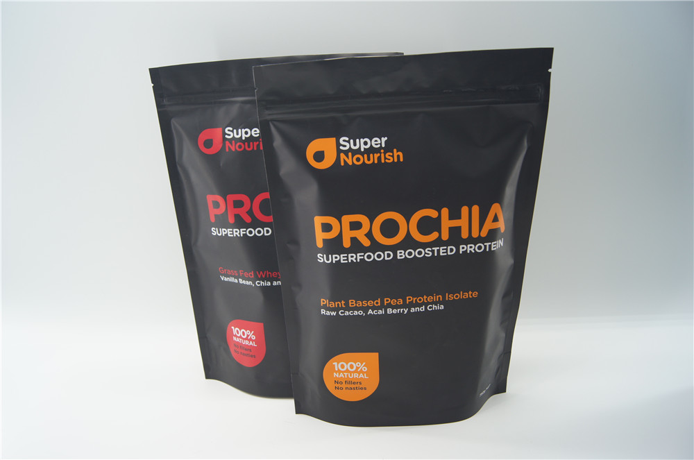 अनुकूलित 500g नीचे कली बैग, प्रोटीन पन्नी लाइन खड़े खड़े ज़िप ताला