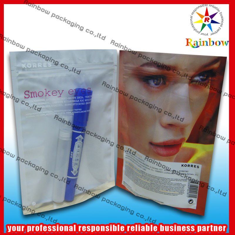 ज़िप बंद के साथ एल्यूमीनियम पन्नी कॉस्मेटिक पैकेजिंग बैग Bpa मुक्त