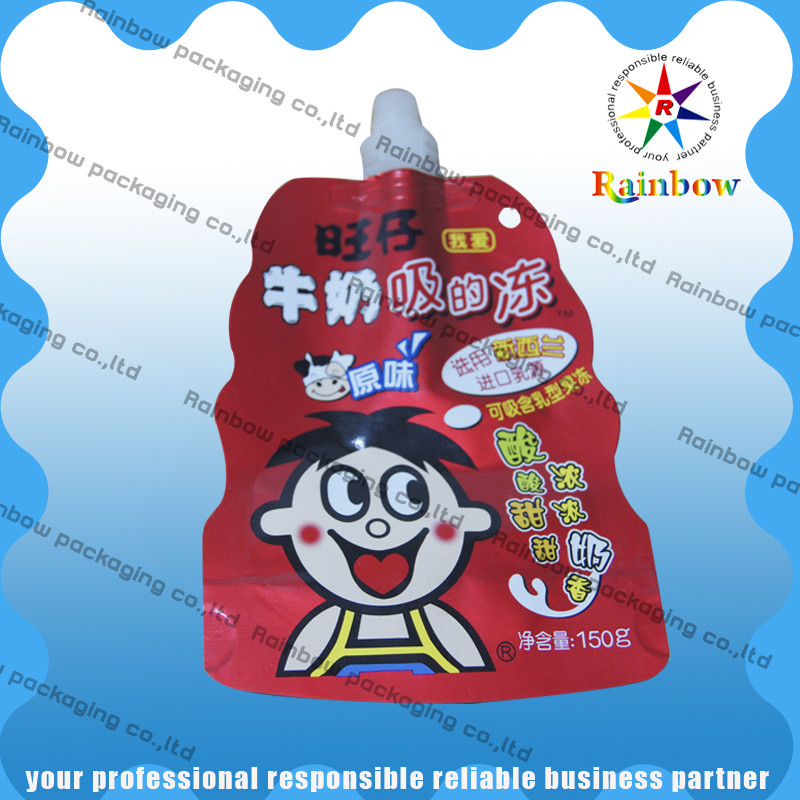 दूध के लिए प्लास्टिक स्टैंड अप टोंटी थैली पैकेजिंग बायोडिग्रेडेबल