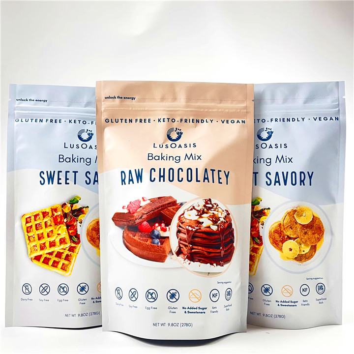 प्रिंटेड फूड ग्रेड माइलर पाउच कुकी केक स्नैक बैग पैकेजिंग जिप लॉक लैमिनेटेड