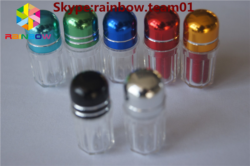 रिंग कैप के साथ सेक्स की गोली की बोतल/ कैप्सूल के आकार का कंटेनर कैप्सूल भंडारण कैप्सूल नीले कैप के साथ स्पष्ट हेक्सागन प्लास्टिक कंटेनर