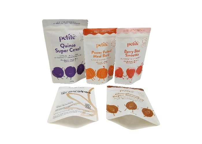 बायोडिग्रेडेबल क्राफ्ट पेपर स्टैंड अप बैग खाद्य पैकेजिंग पाउच