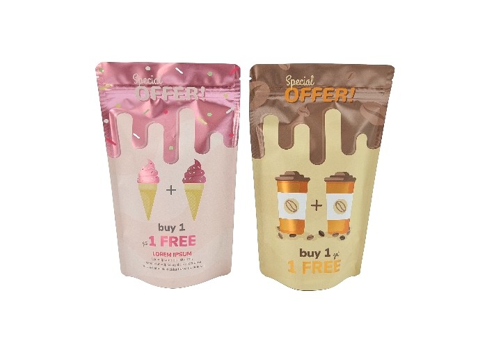 मैट मेटैलिक स्टैंड अप बैग कस्टम फूड टी पैकेजिंग एल्युमिनियम फॉयल मायलर बैग