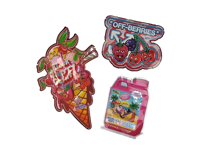 प्लास्टिक चाइल्डप्रूफ 3.5 ग्राम होलोग्राम माइलर जिपलॉक बैग डाई कट अनियमित विशेष आकार