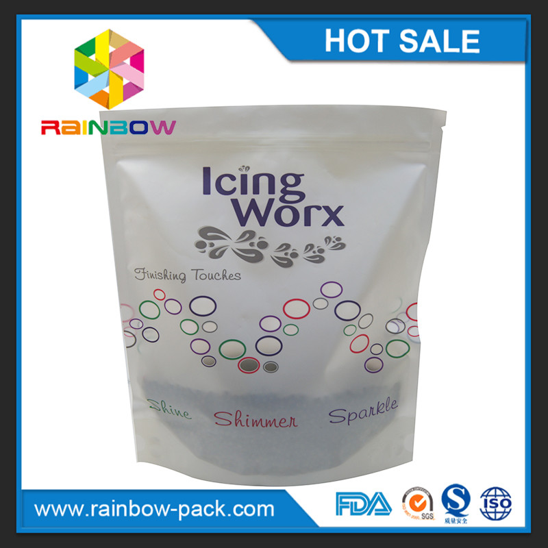 मैट स्वनिर्धारित लोगो मुद्रण नीचे ज़िप के साथ ज़िपलॉक पाउच खड़े हो जाओ