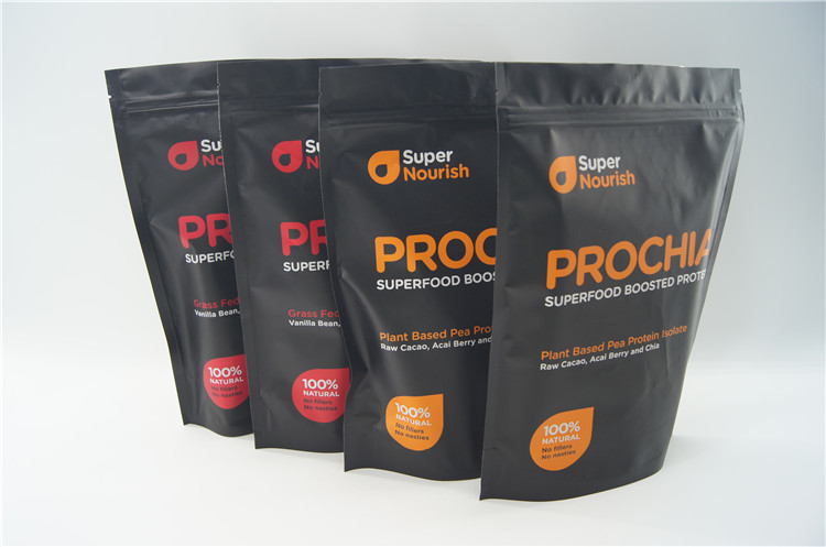 खाद्य ग्रेड शेक पाउडर पैकेजिंग के लिए जिपर के साथ थैली खड़े हो जाओ