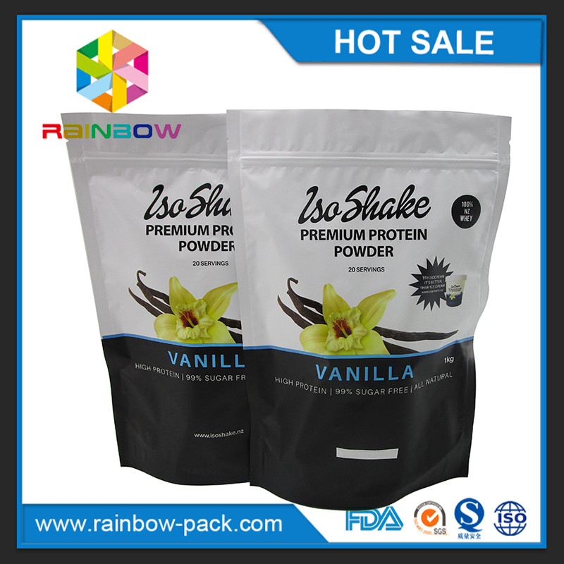 कस्टम मुद्रित खाद्य ग्रेड पन्नी लाइन में खड़ा ziplock 1 किलो प्रोटीन पाउडर बैग पैकेजिंग ऊर्जा पाउडर पाउच