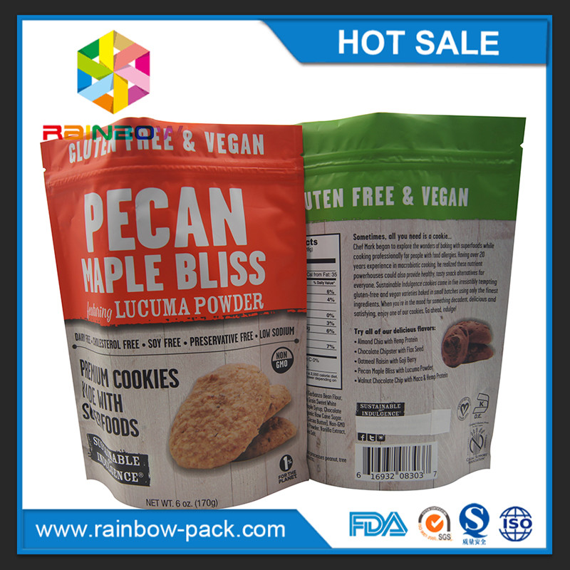 एल्यूमीनियम पन्नी चिप बैग चिप्स एल्यूमीनियम पन्नी पैकेजिंग स्टैंड अप ziplock 250g कुकीज़ पैकेजिंग पाउच है