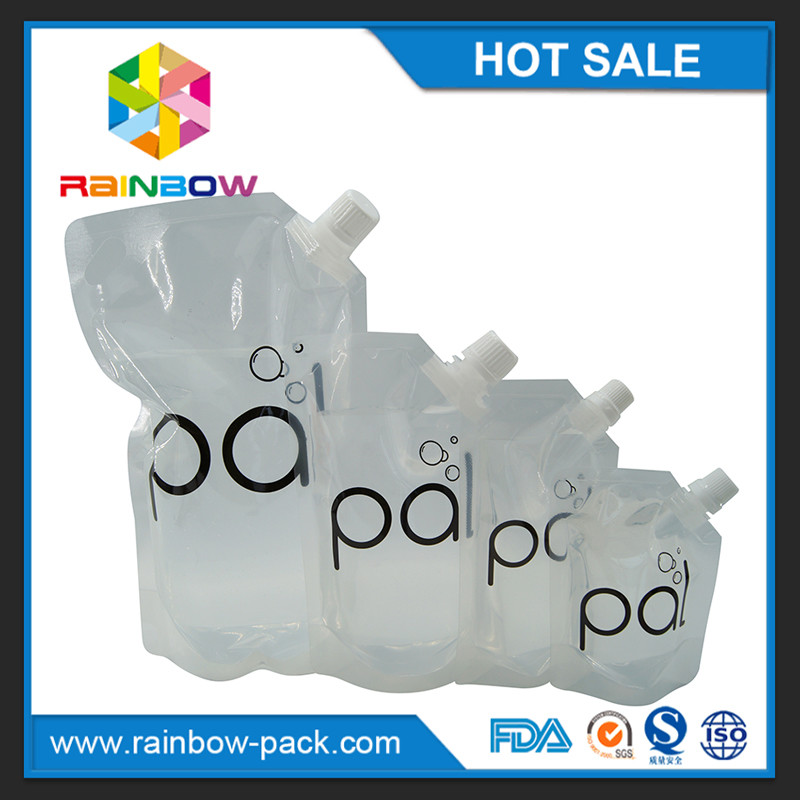 BPA मुक्त टोंटी के साथ 4oz / 8oz / 16oz पारदर्शी स्टैंड वाइन पाउच