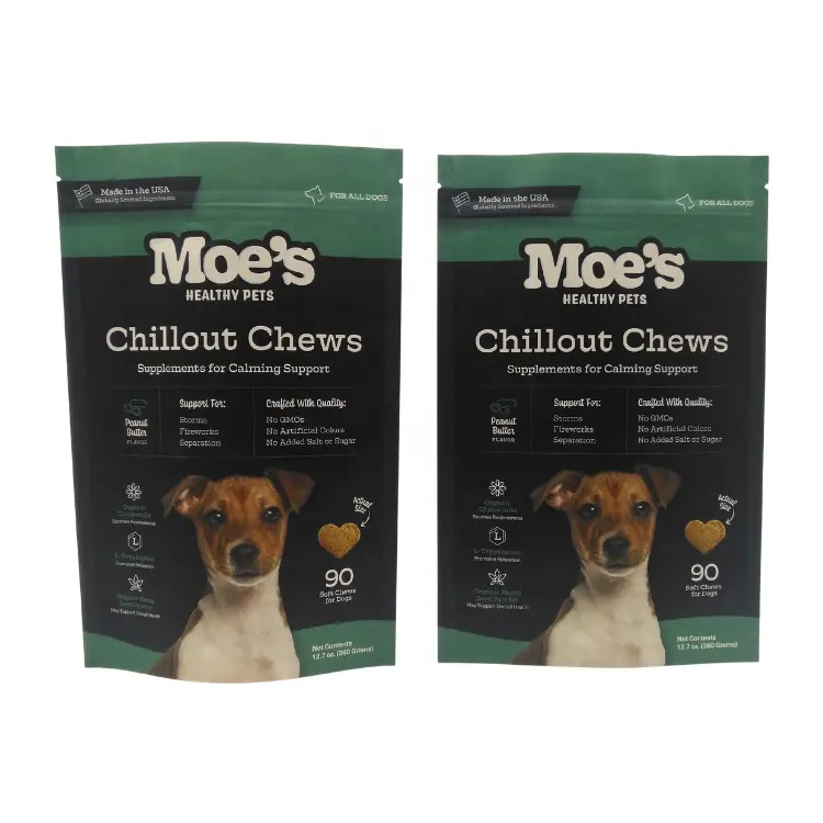 लंबे समय तक चलने वाले पालतू भोजन भंडारण के लिए सीएमवाईके रंगों में ज़िपर पालतू भोजन बैग