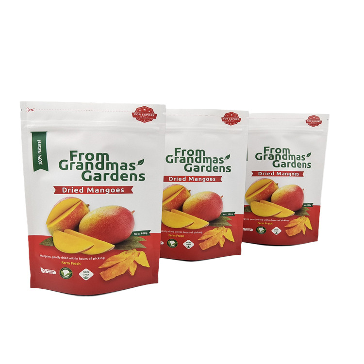 सूखे आम के लिए कम MOQ कस्टम स्टैंड अप क्राफ्ट पेपर बैग