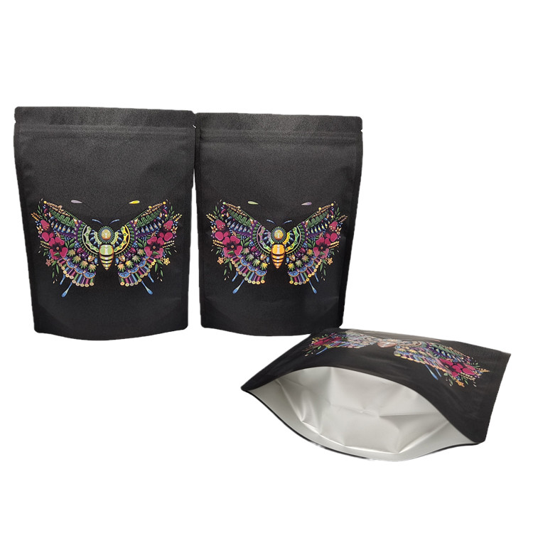 कस्टम रीसेलेबल मायलर बैग स्टैंड अप क्राफ्ट पेपर पैकेजिंग बैग फूल के लिए स्पॉट यूवी के साथ बायोडिग्रेडेबल ज़िपर पॉकेट