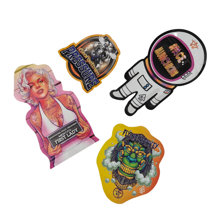 कस्टम ज़िपलॉक विशेष आकार का प्लास्टिक बाल प्रतिरोधी गंध प्रतिरोधी कैंडी बैग Mylar पैक 3.5g 7g कस्टम आकार Mylar बैग