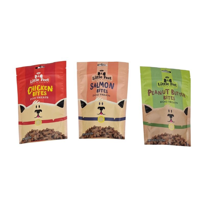 खाद्य पैकेजिंग बैग के लिए मैट सतह के साथ कस्टम मुद्रित फ्लैट बॉटम स्नैक पाउच