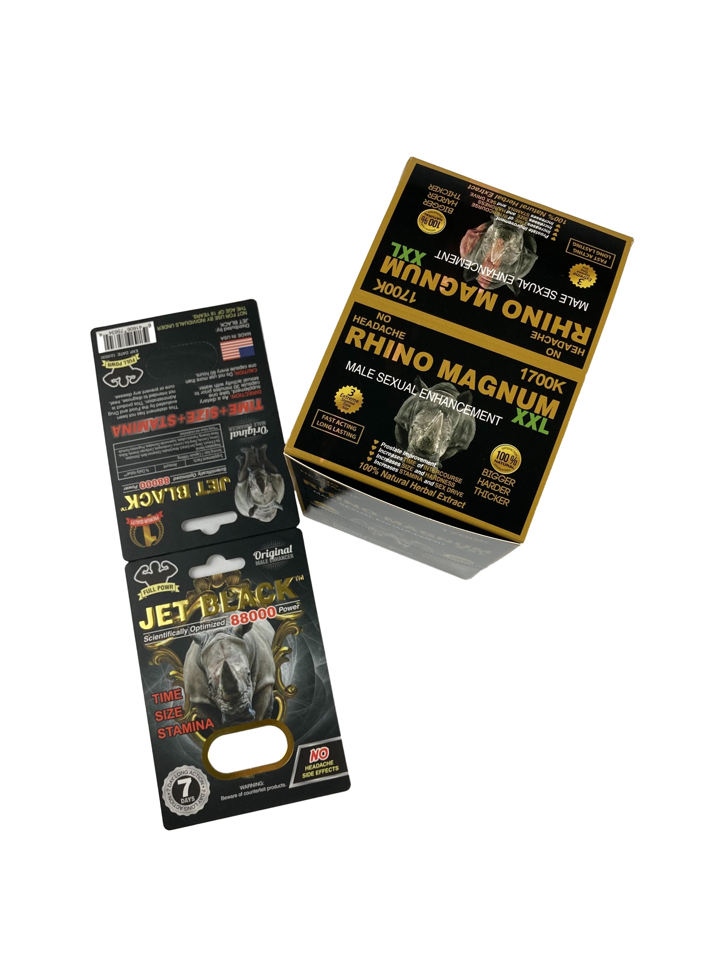 थोक कस्टम मुद्रित राइनो टैबलेट पैकेजिंग कागज के बक्से कागज कार्ड के साथ वृद्धि गोलियां पैकेजिंग