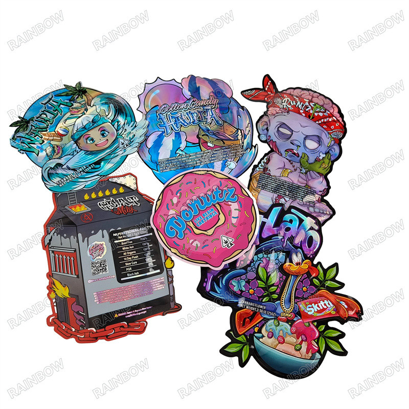 मुद्रण डिजाइन के लिए बाल प्रूफ ज़िपर और लंबे समय तक चलने वाली स्थायित्व के साथ अनुकूलित डाई कट बैग