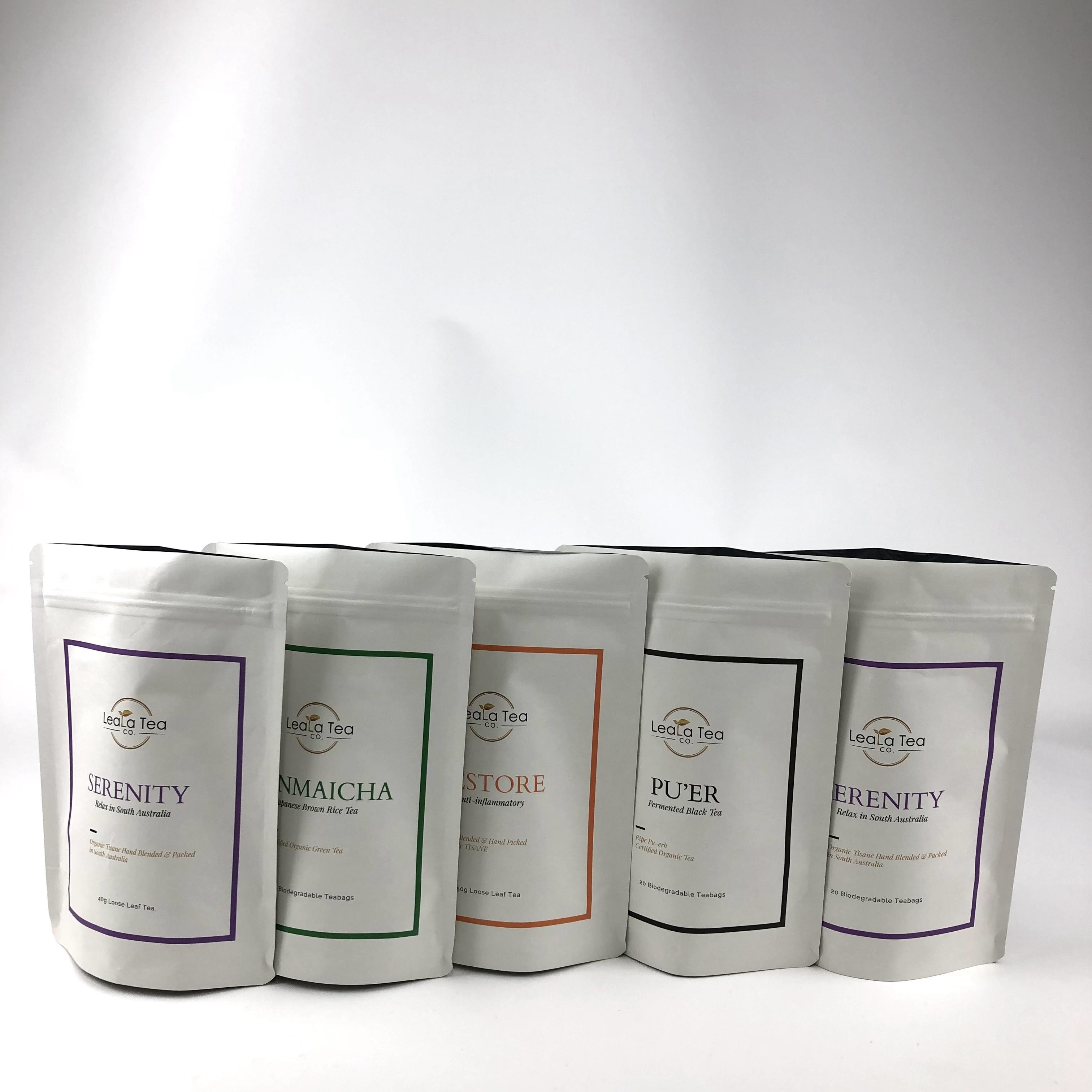 सौदेबाजी योग्य शिपिंग विधि और डीगैसिंग वाल्व क्राफ्ट पेपर बैग चाय बैग पैकेजिंग