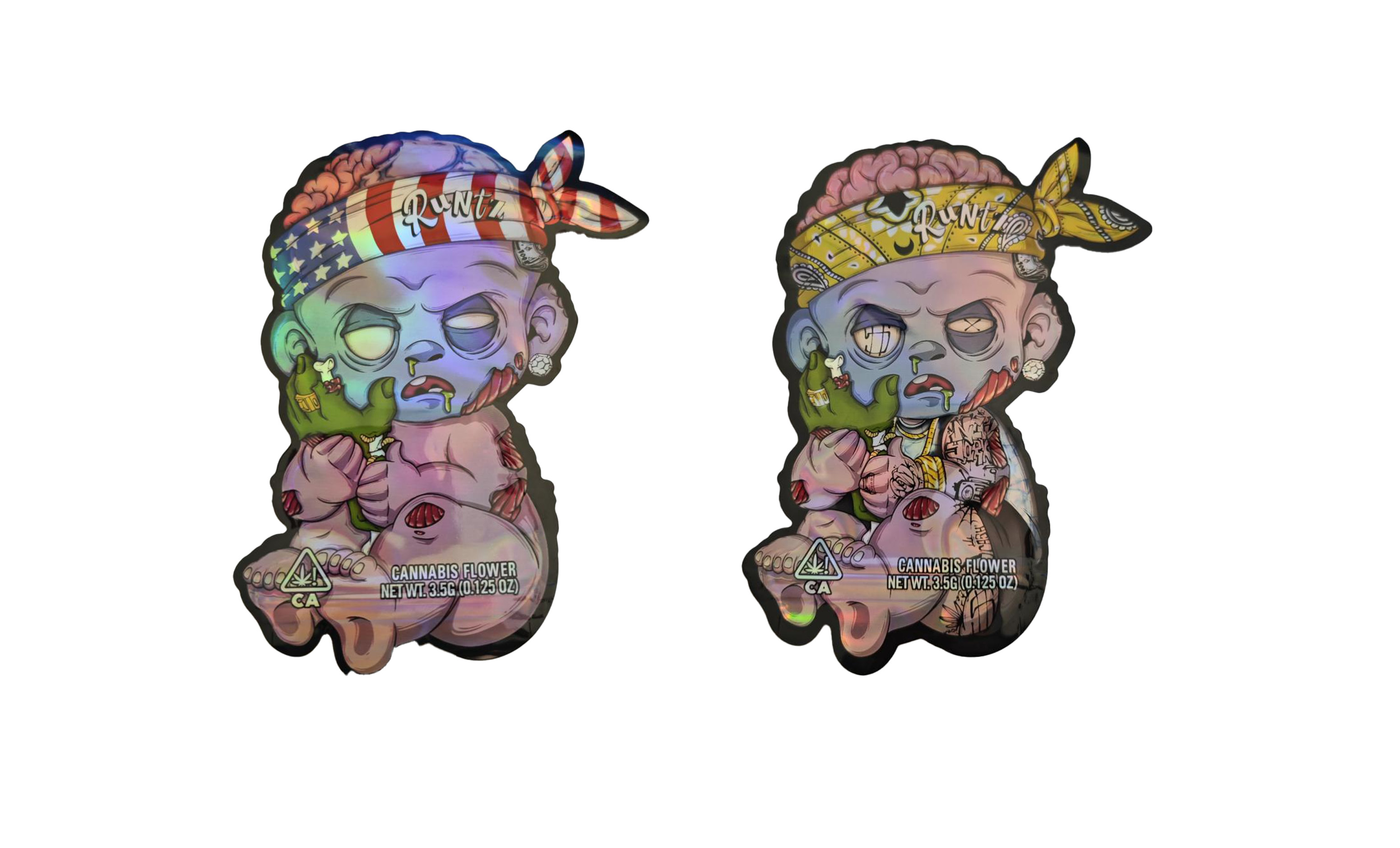 कस्टम डिजाइन डाईकट सर्कल डाई कट मायलर बैग खाद्य ग्रेड 3.5g गंध प्रूफ कस्टम आकार डाई कट मायलर बैग