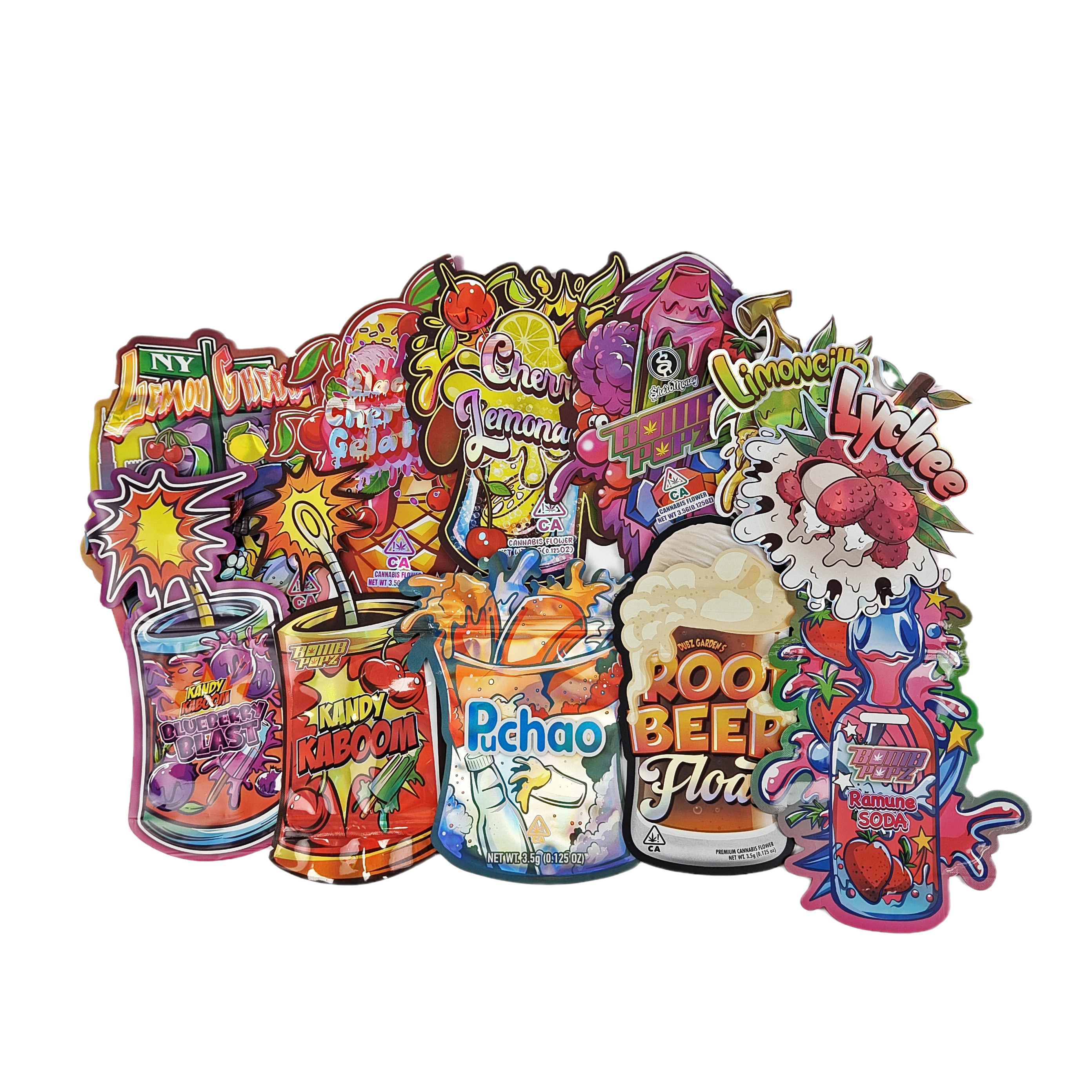 कस्टम मुद्रित बाल प्रूफ ज़िपर बैग स्टैंड अप होलोग्राफिक बैग स्नैक्स और कमोडिटी उत्पादों के लिए प्लास्टिक बैग