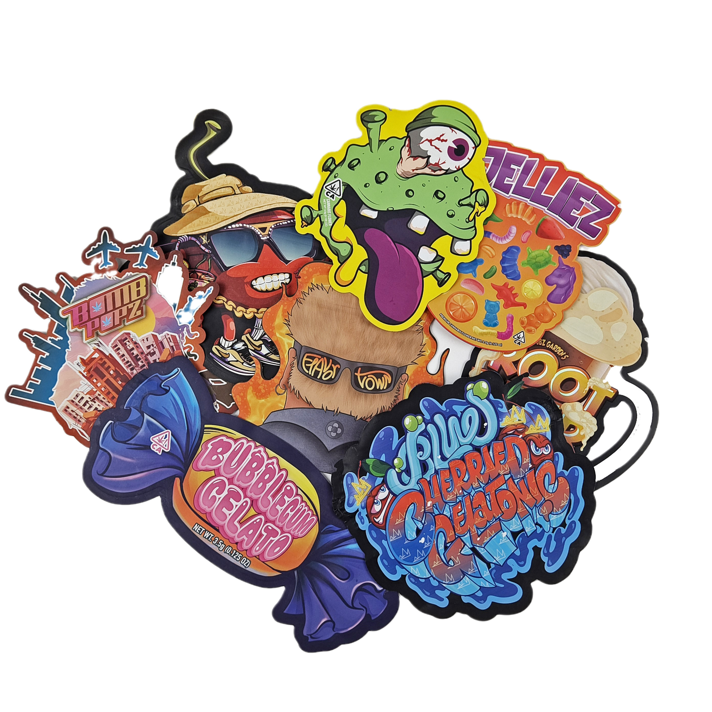 कस्टम डाई कट धातु उच्च गुणवत्ता अनियमित सील छोटे विशेष आकार प्लास्टिक ज़िपर Mylar खाद्य पैकेजिंग बैग