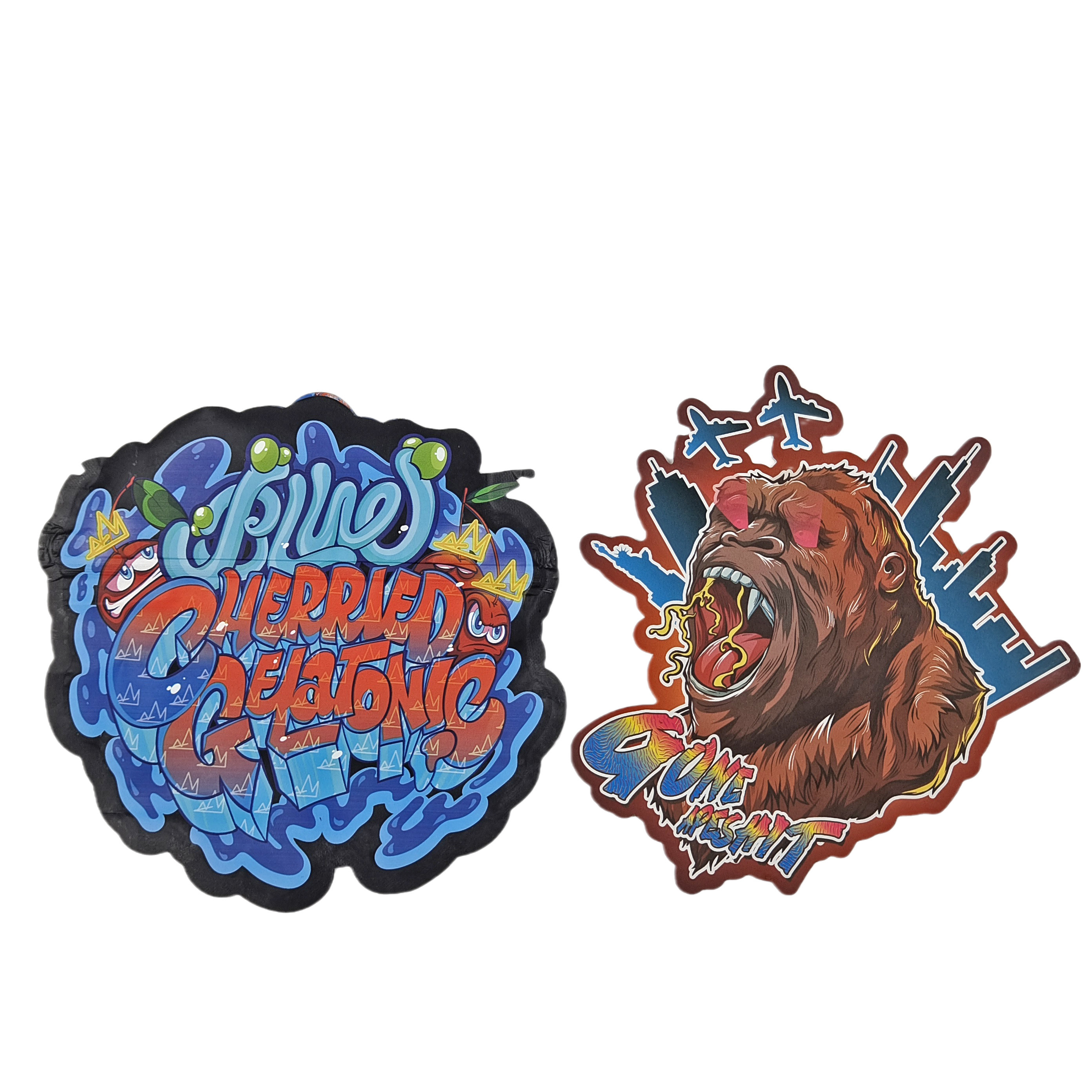 कस्टम डिजाइन मुद्रित मायलर बैग पैकेजिंग सॉफ्ट टच प्लास्टिक 3.5g मायलर बैग डाई कट अनियमित बैग पैकेजिंग