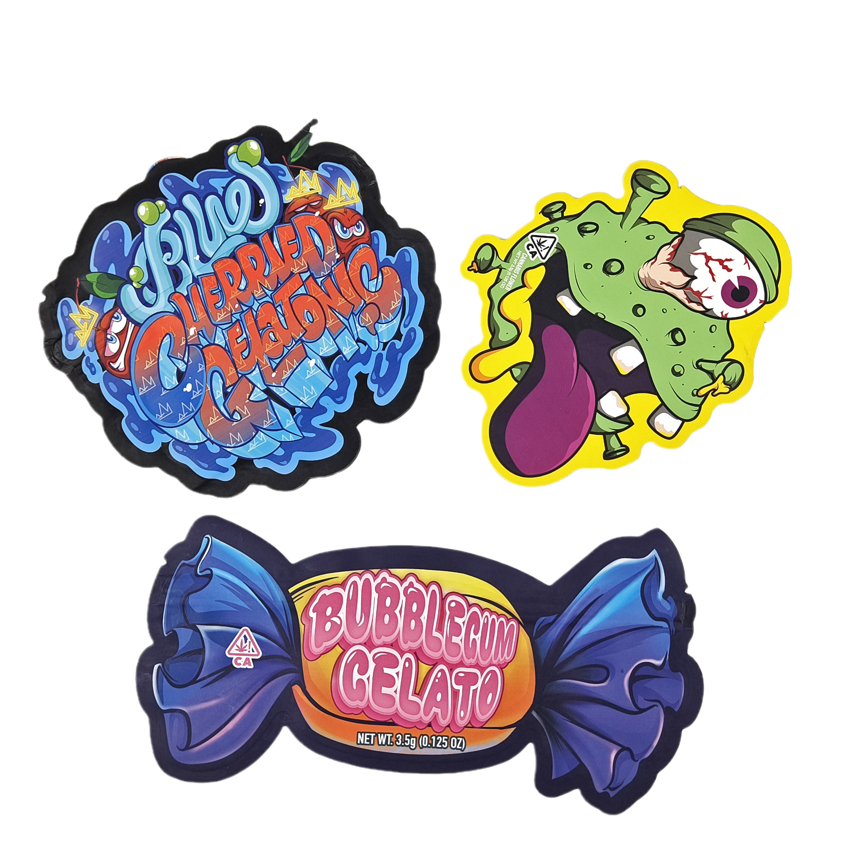 ज़िपलॉक पन्नी थैली 3.5g 7g 14g विशेष आकार कस्टम पैकेजिंग खाद्य गंध प्रूफ डाई कट मायलर बैग