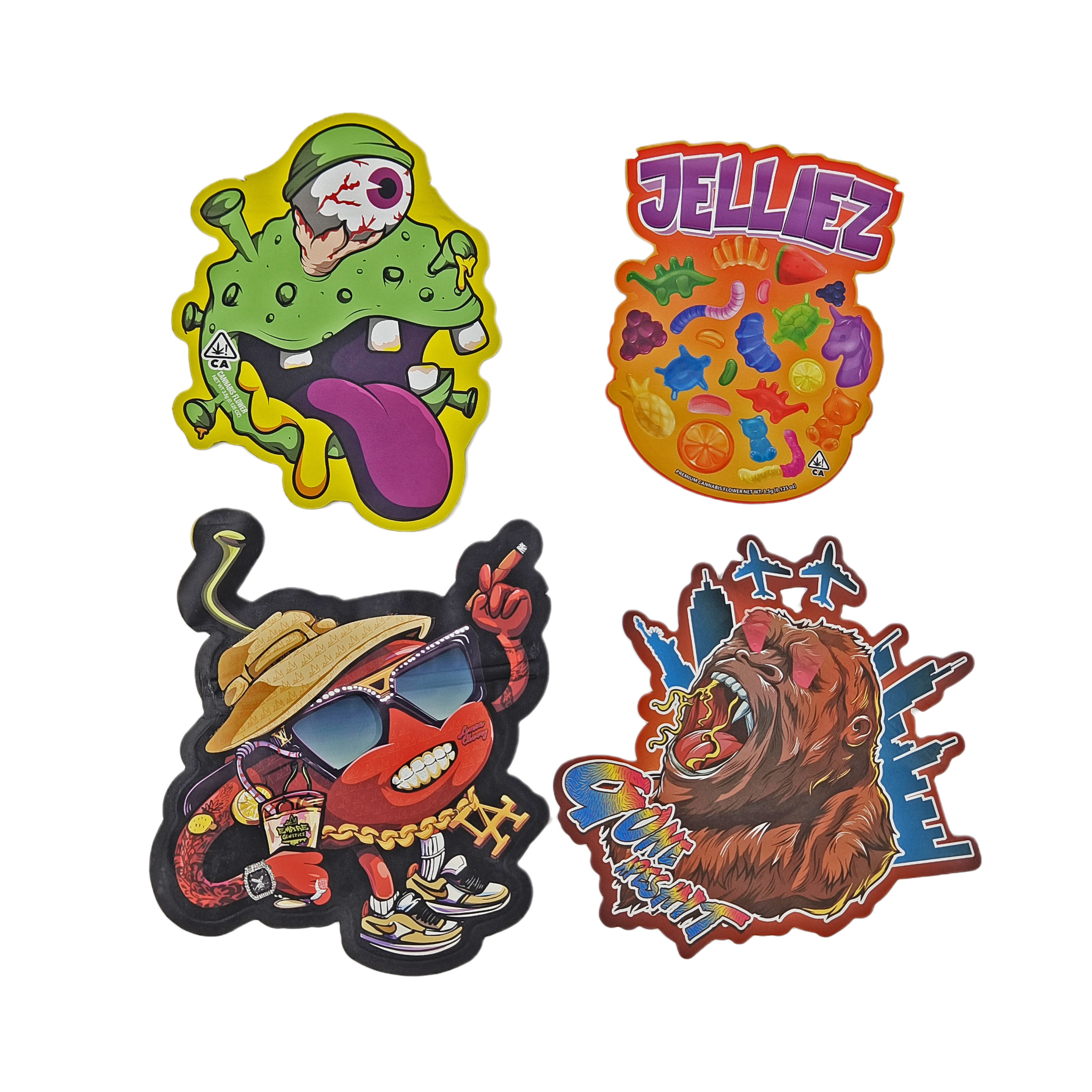 कस्टम मुद्रित 3.5 ग्राम कुकी कैंडी स्नैक विशेष आकार के ज़िपलॉक प्लास्टिक बैग गंध प्रतिरोधी डाई कट मायलर बैग