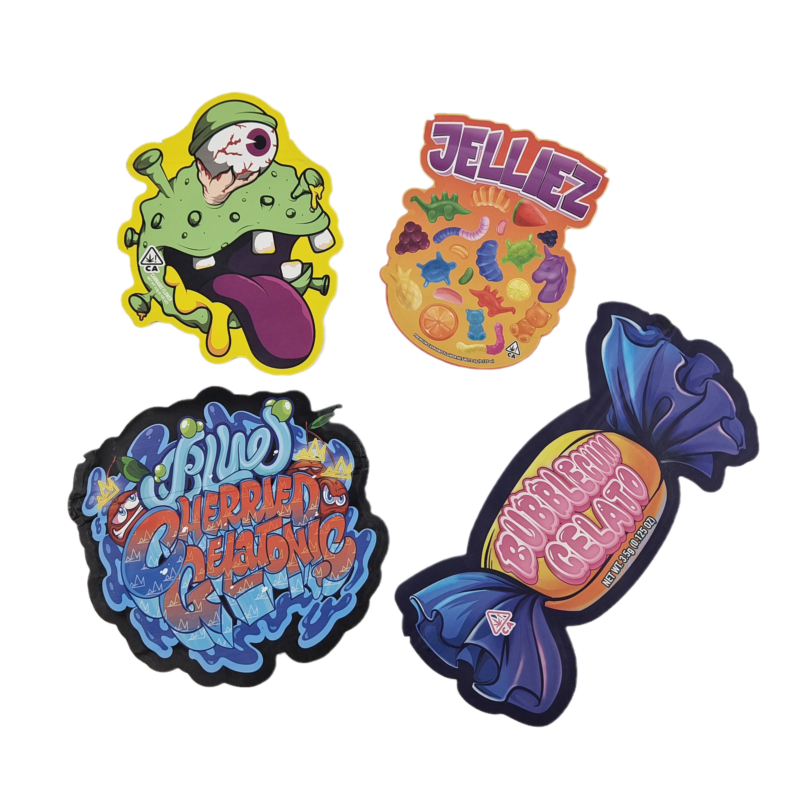 कस्टम डाई कट प्लास्टिक मुद्रित लोगो गंध सबूत 3.5 खाद्य खाद्य पैकेजिंग ज़िपलॉक खाद्य स्नैक मायलर बैग