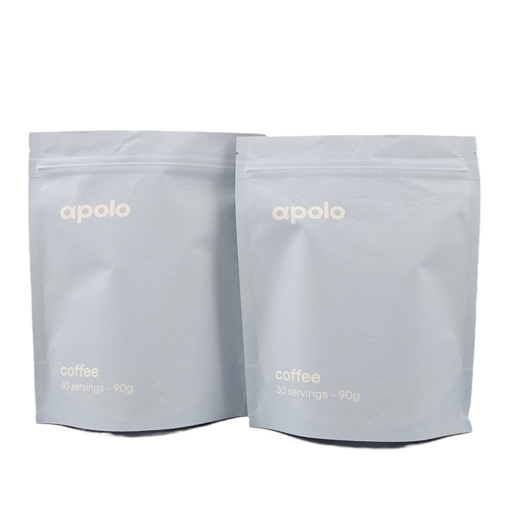 गर्म बिक्री cuCstom कॉफी प्रोटीन पाउडर के लिए मुद्रित पर्यावरण के अनुकूल फिर से बंद करने योग्य क्राफ्ट पेपर पाउच