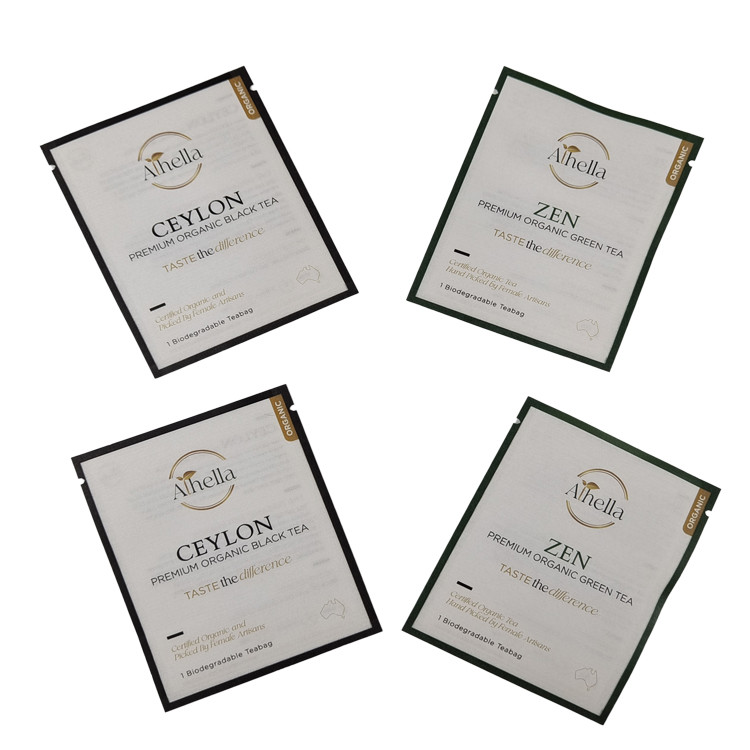 चाय कॉफी पाउडर के लिए कस्टम मुद्रित बायोडिग्रेडेबल छोटी थैली कम्पोस्टेबल रीसेलेबल मायलर बैग