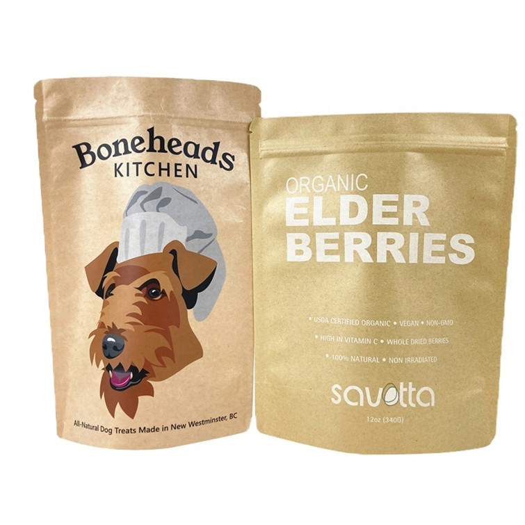 आम पाउडर अखरोट के लिए कस्टम बायोडिग्रेडेबल सफेद क्राफ्ट पेपर बैग पालतू खाद्य गंध प्रूफ पेपर पैकेजिंग बैग