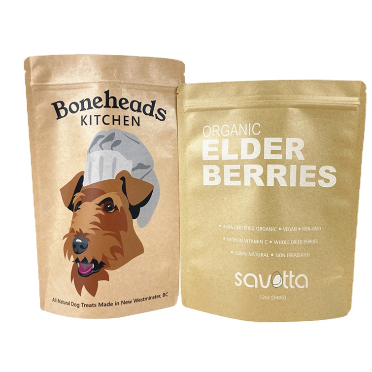 डिजिटल प्रिंटिंग कस्टम लोगो मैंगो पाउडर अखरोट के लिए सफेद क्राफ्ट पेपर बैग पालतू भोजन बायोडिग्रेडेबल गंध प्रतिरोधी कागज पैक