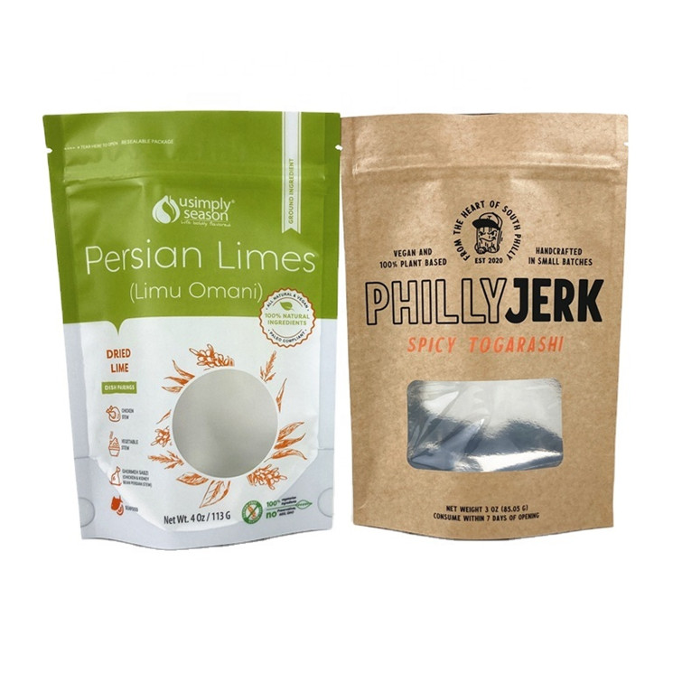 खाद्य ग्रेड मैंगो पाउडर के लिए क्राफ्ट पेपर बैग खाद्य पदार्थ कुकी नट्स पालतू भोजन पर्यावरण के अनुकूल चाय छोड़ें गंध प्रतिरोधी पेपर बैग