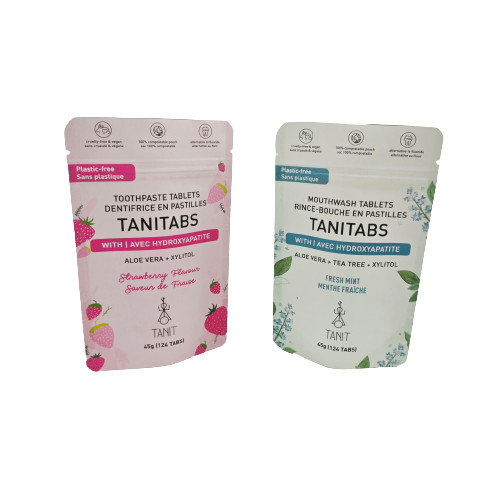 कॉस्मेटिक पाउडर पैक के लिए पुनः बंद करने योग्य ज़िपर के साथ पर्यावरण के अनुकूल कंपोस्टेबल क्राफ्ट बैग