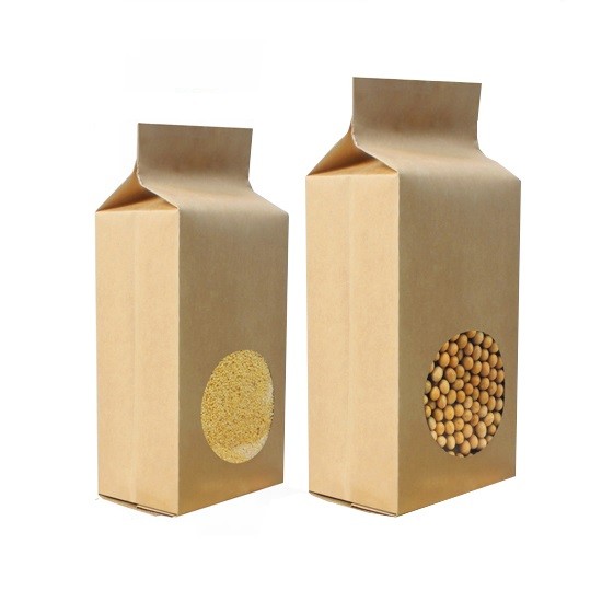 सेल्फ स्टैंडिंग साइड ग्रसट 250 ग्राम कस्टमाइज्ड पेपर बैग्स सुपार पैकेजिंग विथ विंडो