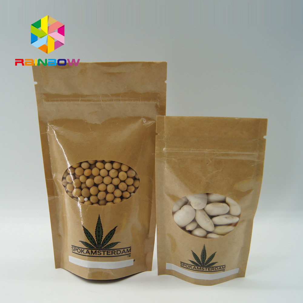 कॉस्टोमाइज्ड साइज क्राफ्ट पेपर बैग्स ओवल विंडो फॉर फूड / ड्राई मीट / सी प्रोडक्ट्स