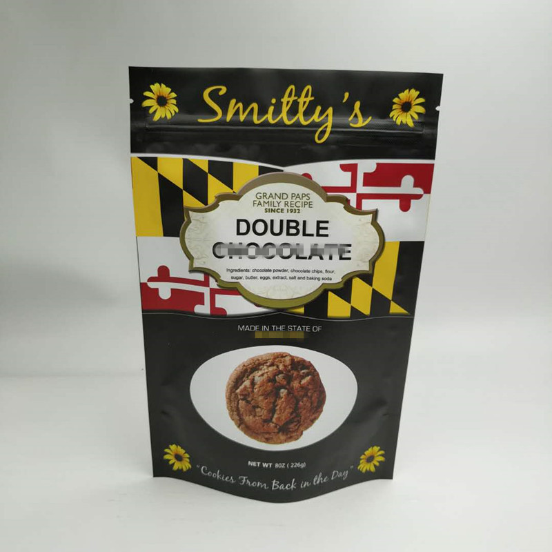 जिपर के साथ स्नैक बैग पैकेजिंग थ्री साइड सील राउंड कॉर्नर पर खड़े हों