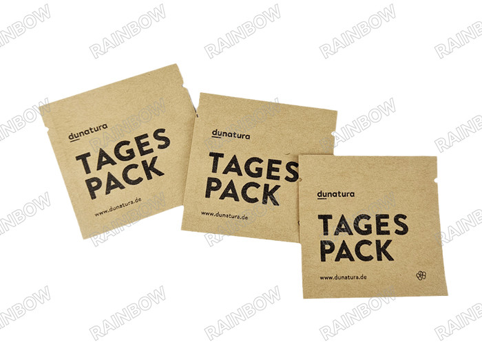 कस्टम बायोडिग्रेडेबल खाली चाय थैली तीन पक्षीय गर्मी सील चाय कॉफी पैकेजिंग बैग क्राफ्ट पेपर टैबलेट पैकेजिंग बैग