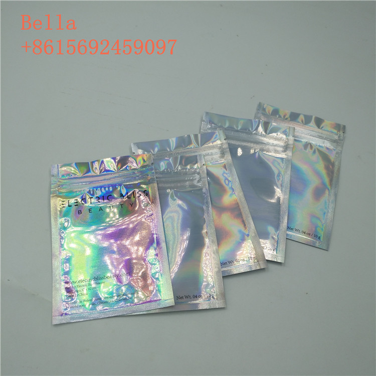 तीन साइड सील पन्नी पाउच पैकेजिंग, जिपर के साथ छोटे कॉस्मेटिक स्टैंड अप बैग