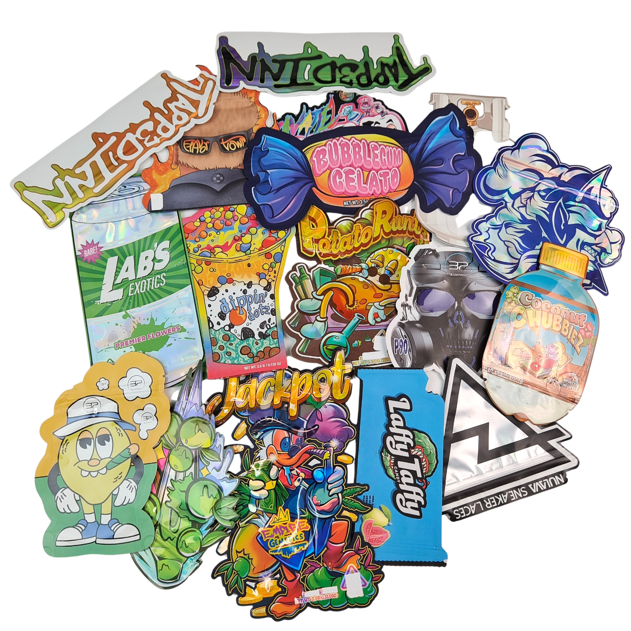 इंद्रधनुष पैकेजिंग कस्टम डाई कट माइलर बैग विशेष आकार 3.5g 7g 14g 28g चाइल्डप्रूफ स्मेल प्रूफ खाद्य प्लास्टिक फ्लावर बैग