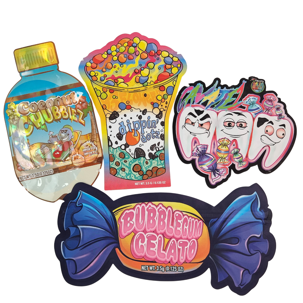 कस्टमाइज्ड लोगो 3.5g 7g 14g रीसीलेबल PE प्लास्टिक फूड सील पैकेजिंग ज़िप लॉक फॉयल पाउच चाइल्ड स्मेल प्रूफ हर्ब गमी माइलर बैग