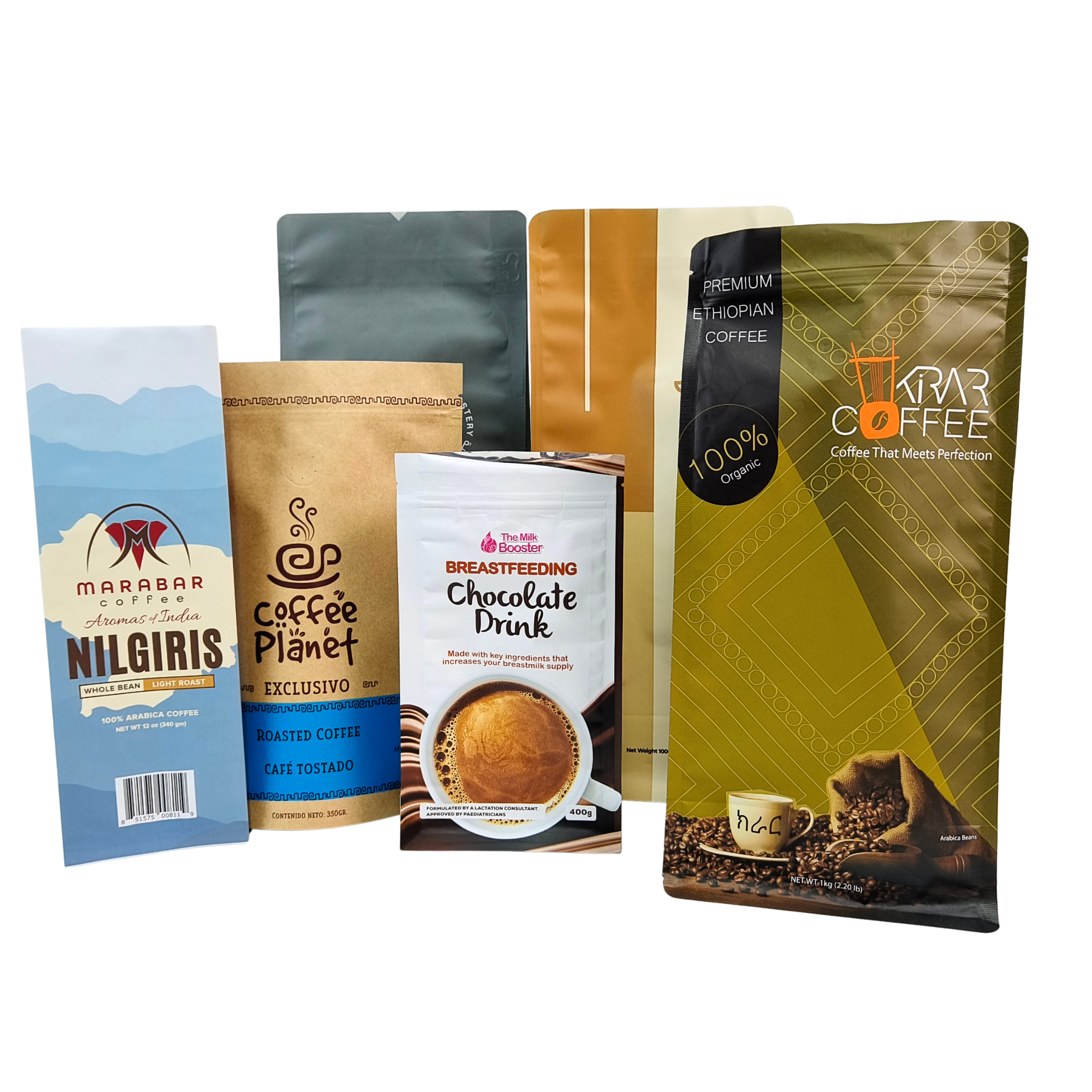 वाल्व के साथ कस्टम स्टैंड अप ज़िपर कॉफी बीन बैग