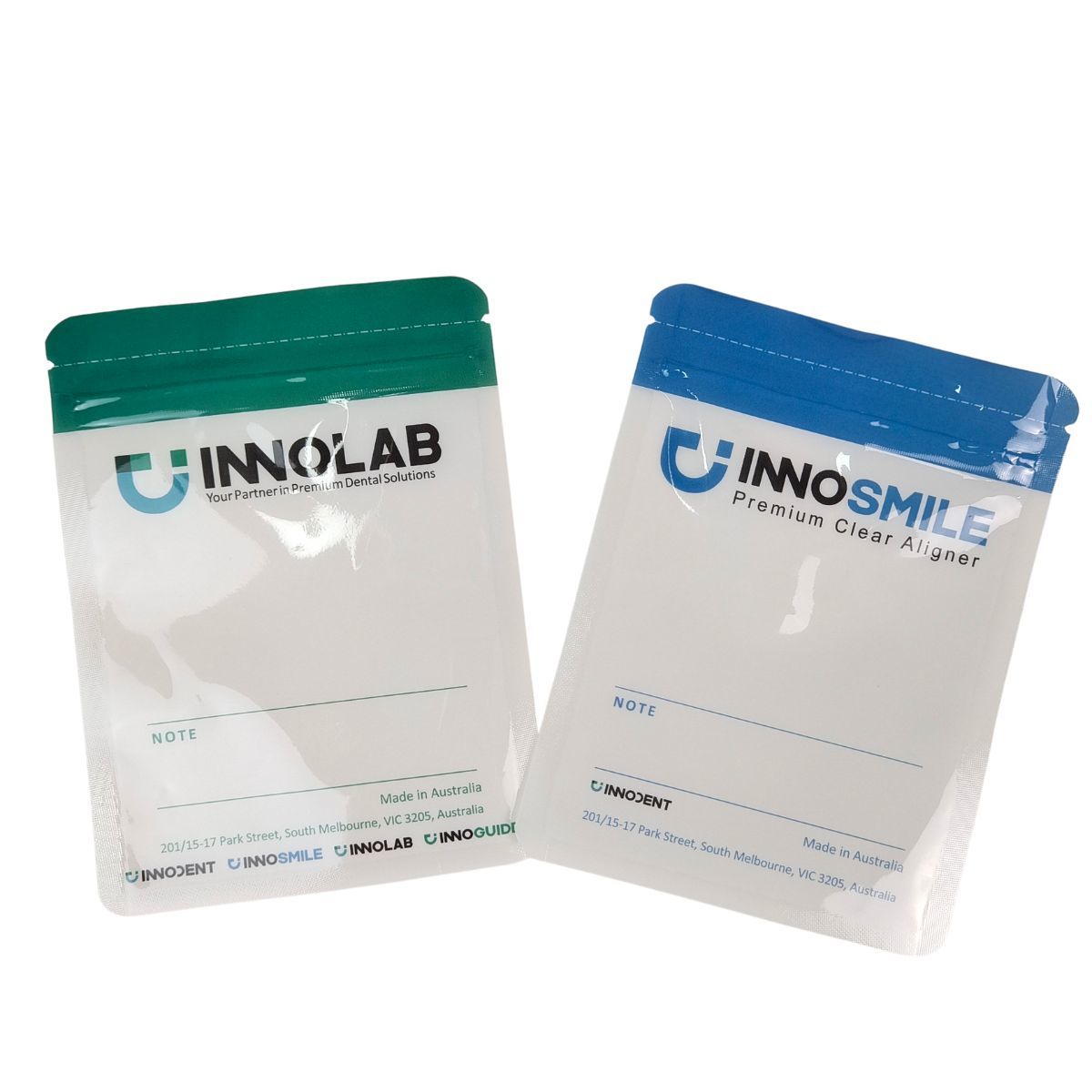 थर्मल सीलिंग और एक तरफ स्पष्ट मायलर प्लास्टिक बैग के साथ दंत संरेखण के लिए अनुकूलन योग्य लोगो ज़िपर बैग