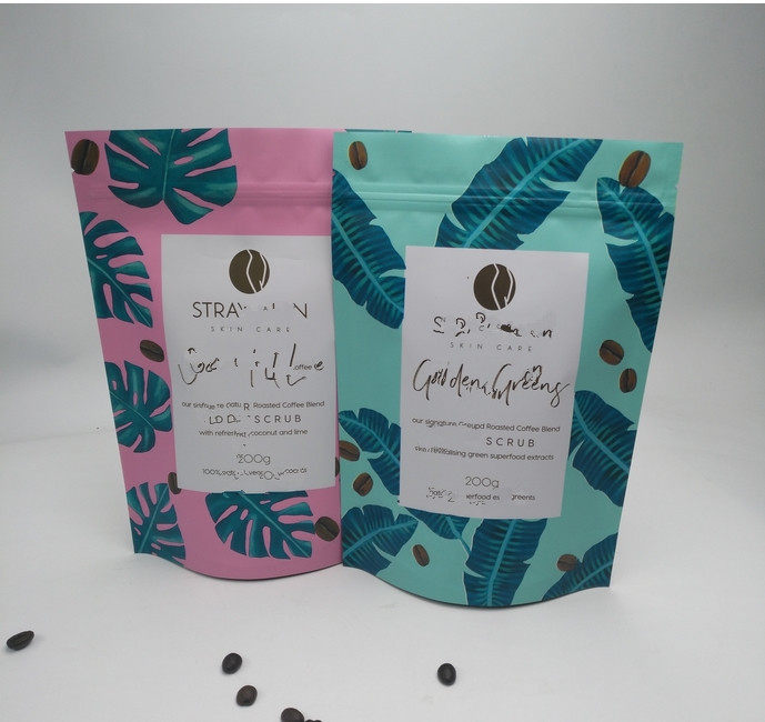 चाय पैकिंग के लिए खाद्य ग्रेड स्टैंड अप पाउच बैग प्लास्टिक कस्टम पन्नी मैट फिनिश