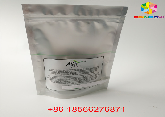 ग्लॉसी सिल्वर स्टैंड अप पाउच एल्युमिनियम फॉयल पैकेजिंग बैग क्लियर प्लास्टिक मटीरियल