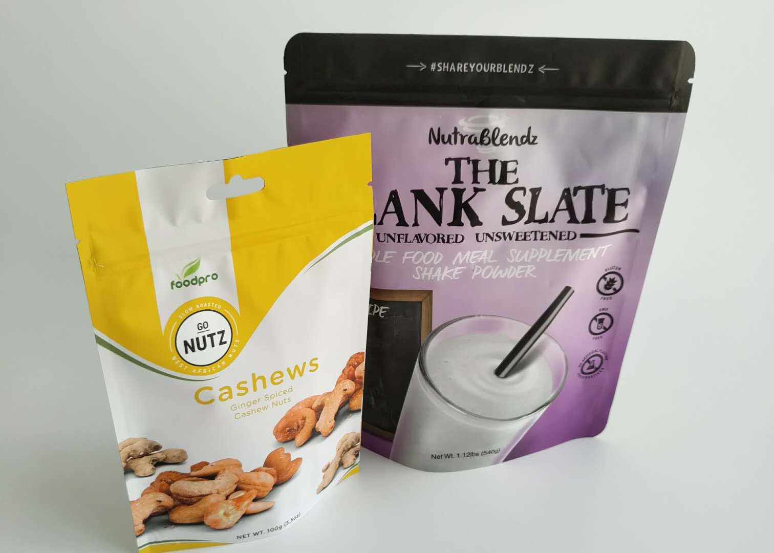 कोको प्रोटीन स्नैक्स बैग पैकेजिंग, खड़े हो जाओ ज़िपर बैग कस्टम मुद्रण लोगो