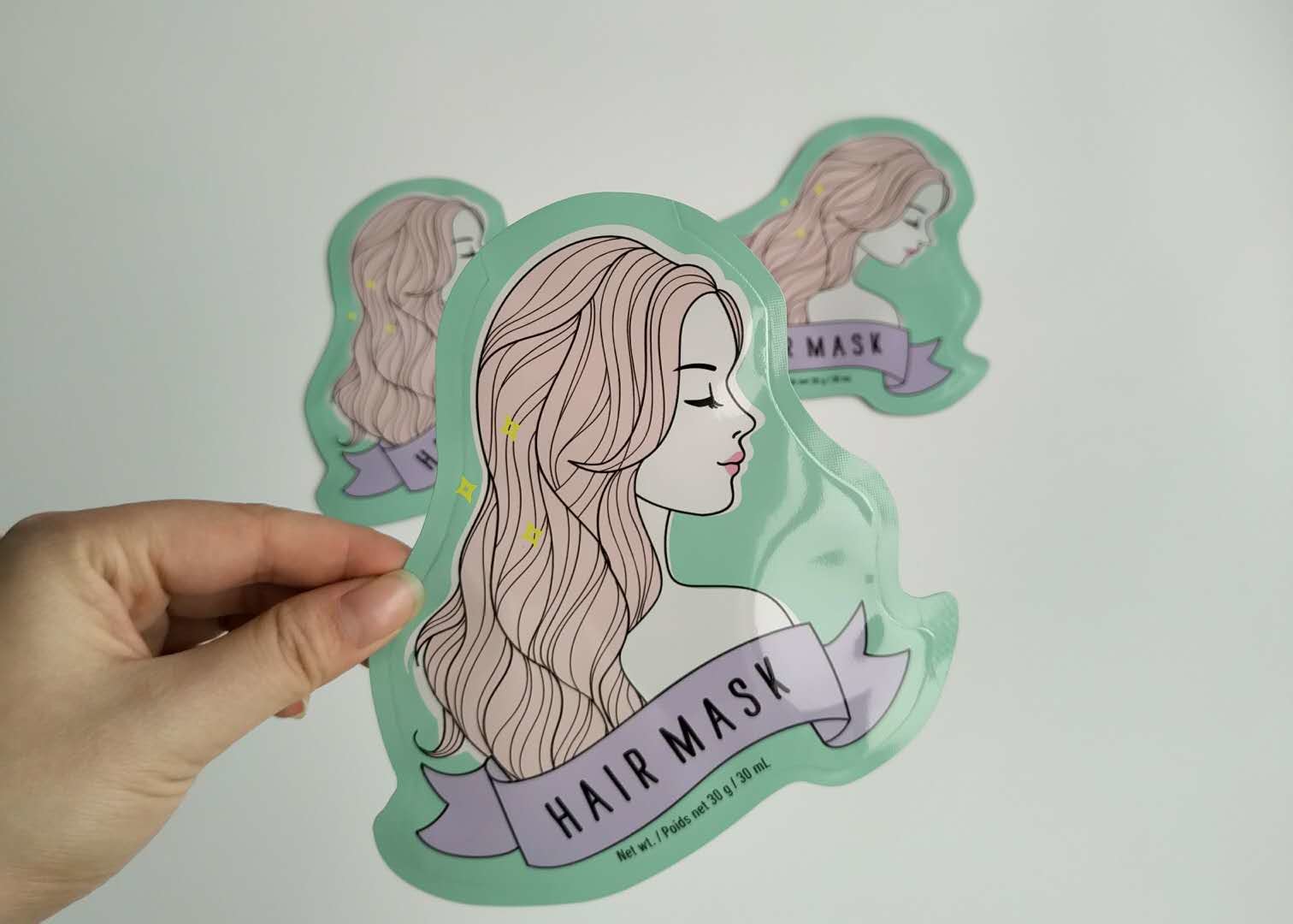 विशेष आकार एल्यूमीनियम पन्नी पक्ष कली प्लास्टिक कॉस्मेटिक बैग चेहरे शीट मास्क पैकेजिंग